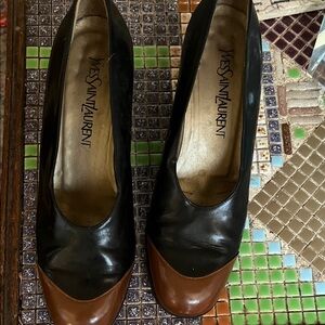 Yves Saint Laurent Black and Brown Heels